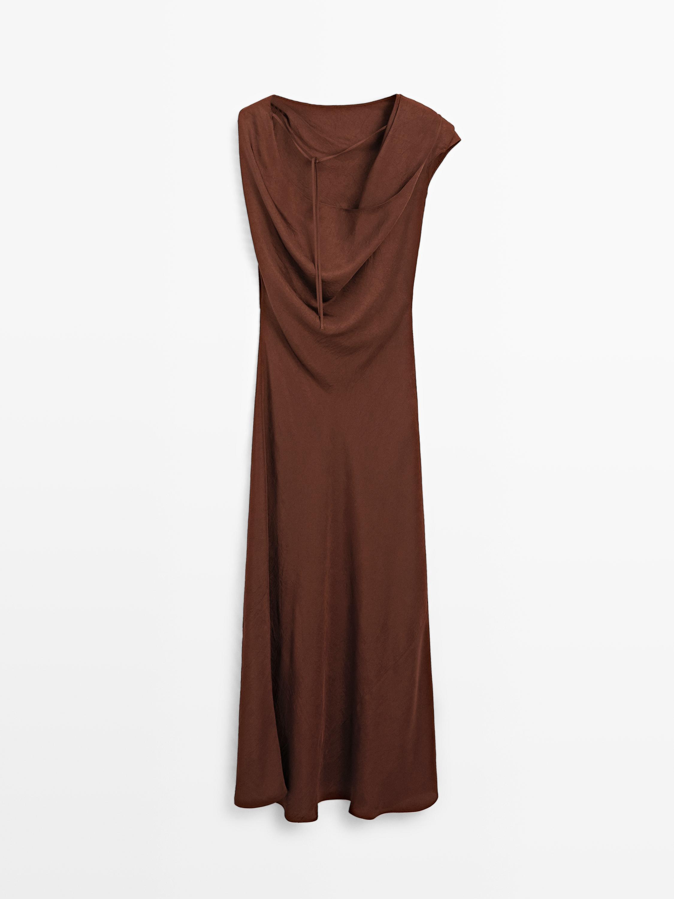 Long satin dress with open back